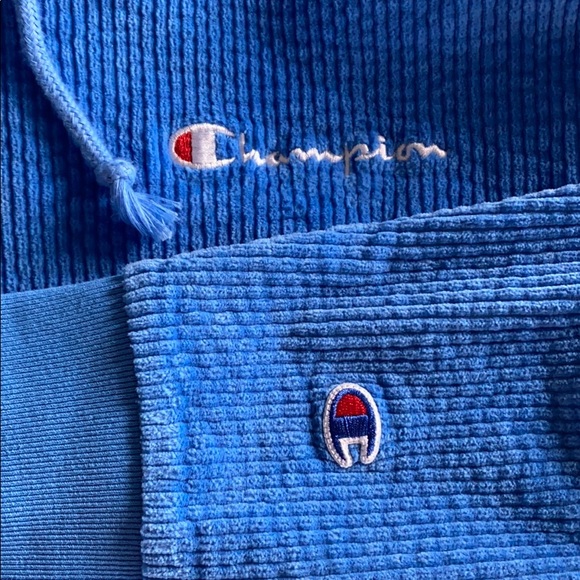 Limited Edition Blue Corduroy Champion Hoodie - Picture 3 of 3
